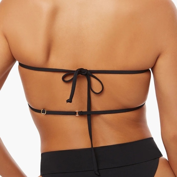 New! WeWoreWhat Ruched Bandeau Halter Bikini Top, black 19398 - Picture 2 of 10